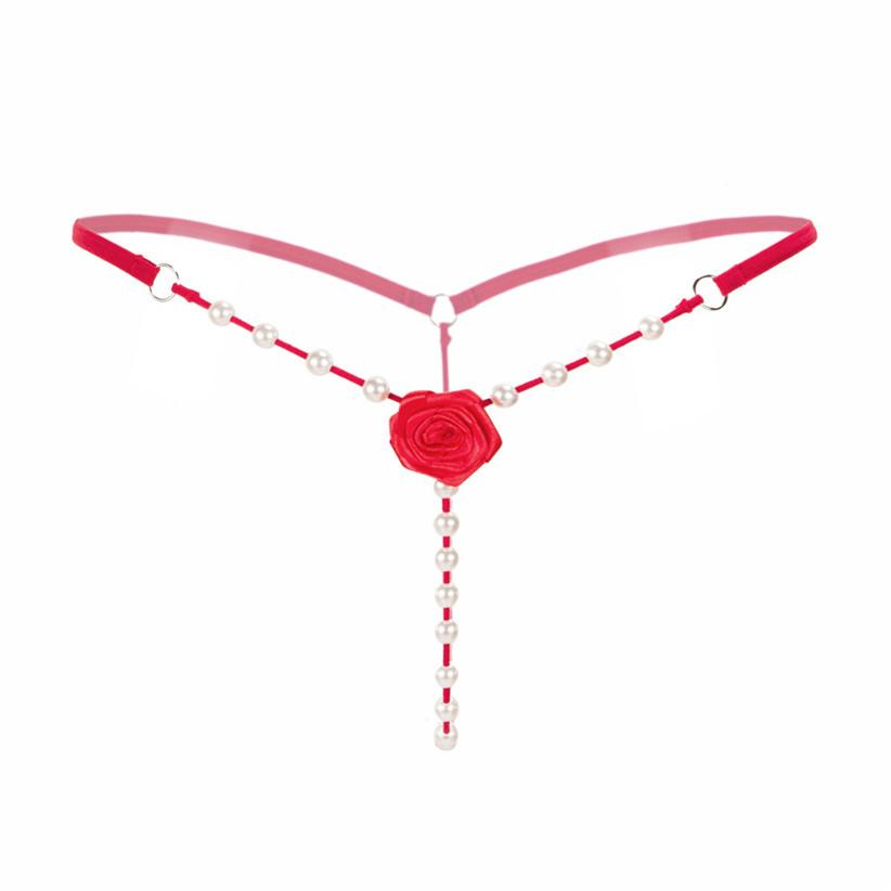 Sexy Women's Open Crotch Underwear / Attractive Open Beading Flower G-String Thong - EVE's SECRETS