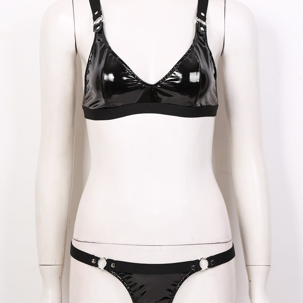 Sexy Women's Underwear Set / Fetish Rave Underwear / Elastic Straps Bra Top with Mini G-string - EVE's SECRETS