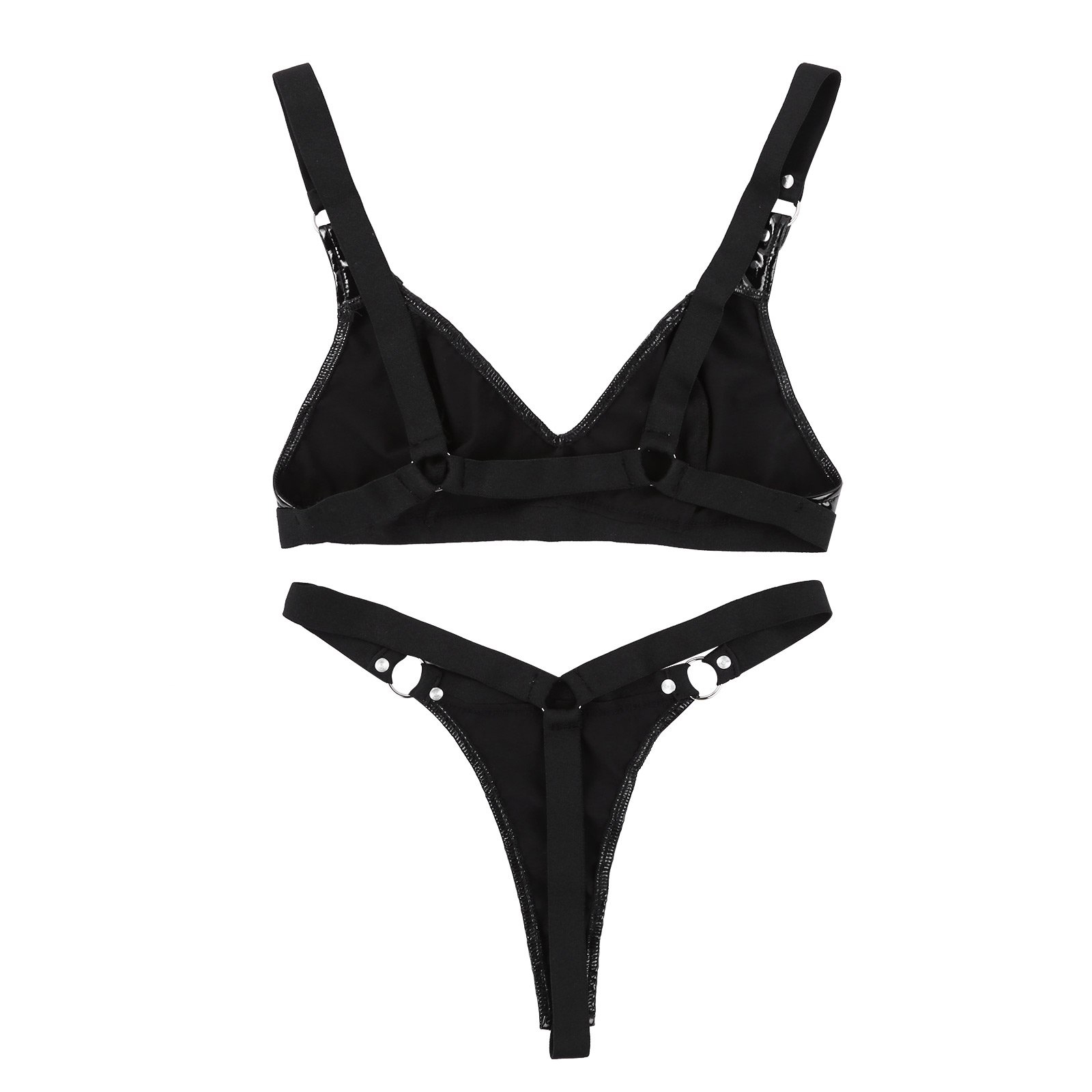 Sexy Women's Underwear Set / Fetish Rave Underwear / Elastic Straps Bra Top with Mini G-string - EVE's SECRETS