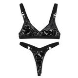 Sexy Women's Underwear Set / Fetish Rave Underwear / Elastic Straps Bra Top with Mini G-string - EVE's SECRETS