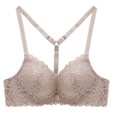 Sexy Y-shaped Back Beauty / Front Closure Wire Free Lace Floral Women's Underwear - EVE's SECRETS