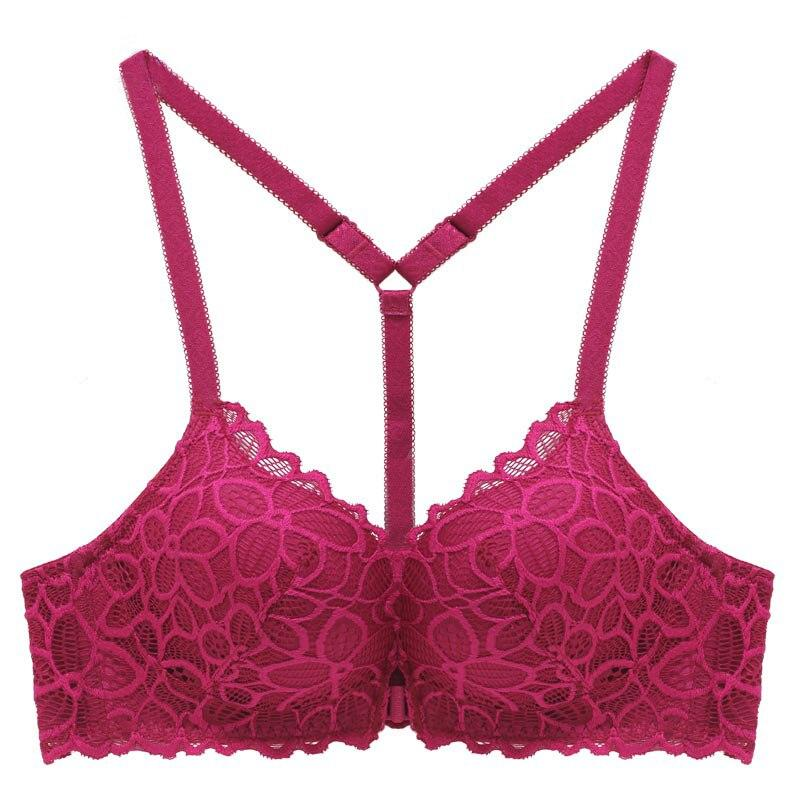 Sexy Y-shaped Back Beauty / Front Closure Wire Free Lace Floral Women's Underwear - EVE's SECRETS