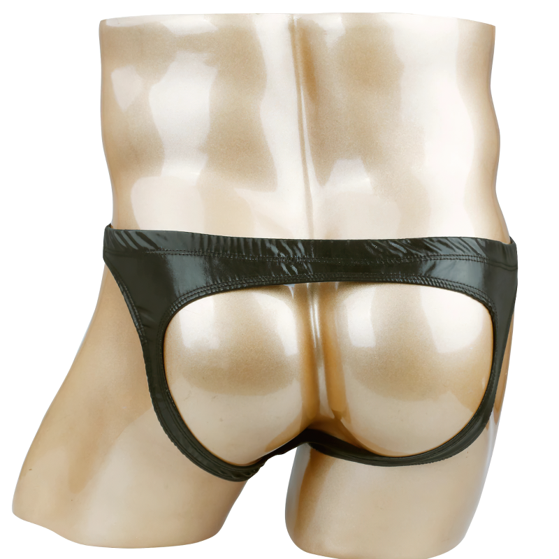 Shiny Wet Look Leather Bikini Gay Underwear / Sexy Open Butt Sissy Panties with Holes - EVE's SECRETS