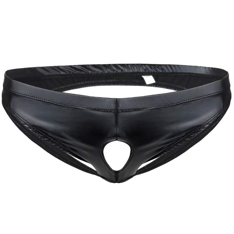 Shiny Wet Look Leather Bikini Gay Underwear / Sexy Open Butt Sissy Panties with Holes - EVE's SECRETS