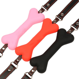 Bâillon d'os de chien de silicone avec des courroies de cuir d'unité centrale/jouet érotique de sexe adulte pour des dames