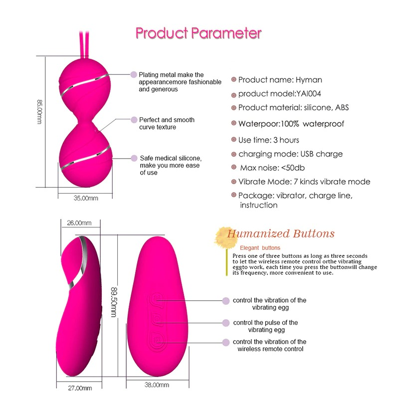 Female Wireless Vibrating Vaginal Ball / Remote Sex Toy Silicone Vibrating Eggs - EVE's SECRETS