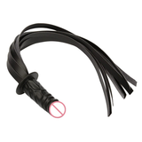 Simulation Silicone Dildo with PU Leather Whip / Female Penis Masturbation / Anal Massage Plug - EVE's SECRETS