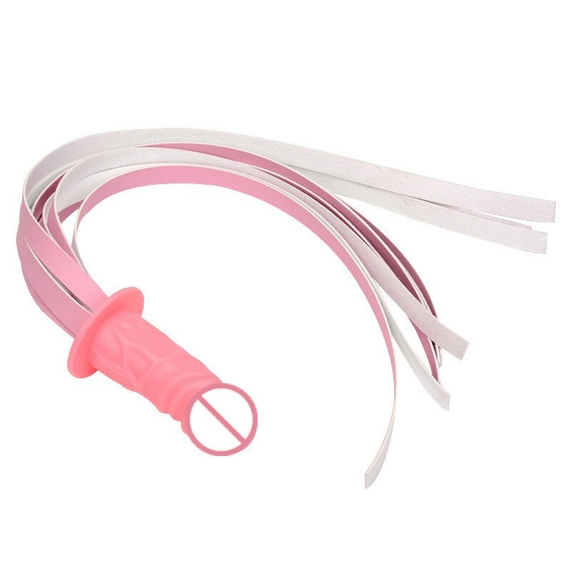 Simulation Silicone Dildo with PU Leather Whip / Female Penis Masturbation / Anal Massage Plug - EVE's SECRETS