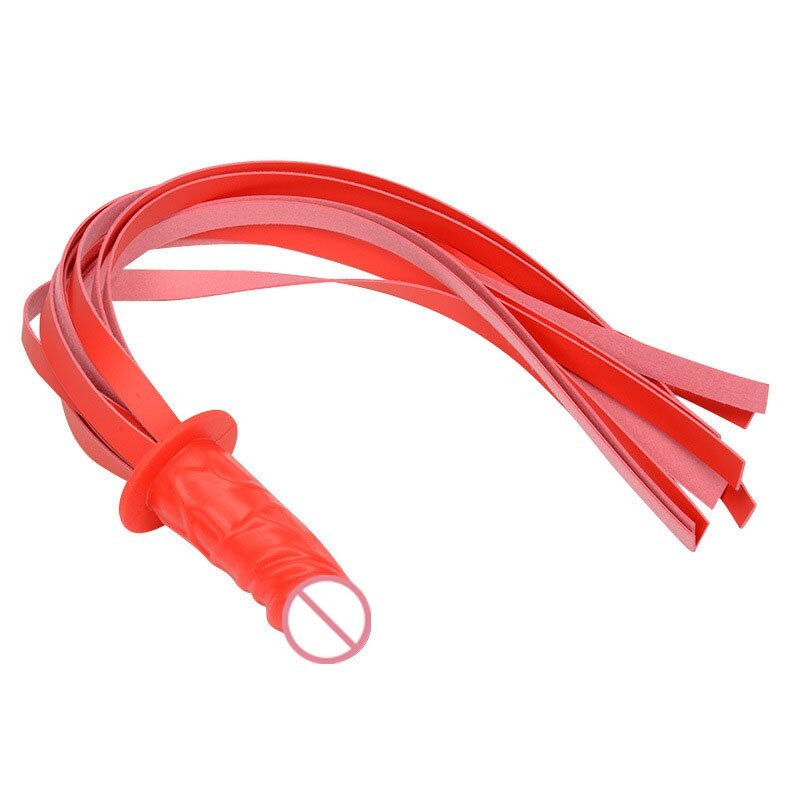 Simulation Silicone Dildo with PU Leather Whip / Female Penis Masturbation / Anal Massage Plug - EVE's SECRETS