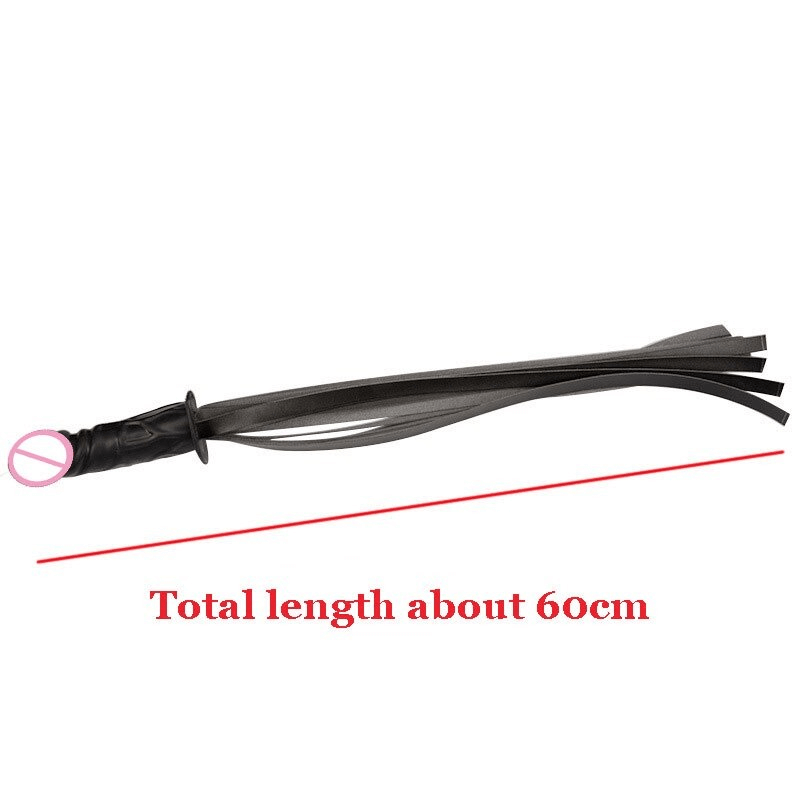 Simulation Silicone Dildo with PU Leather Whip / Vaginal Masturbator / Anal Massage Plug - EVE's SECRETS