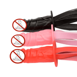Simulation Silicone Dildo with PU Leather Whip / Vaginal Masturbator / Anal Massage Plug - EVE's SECRETS