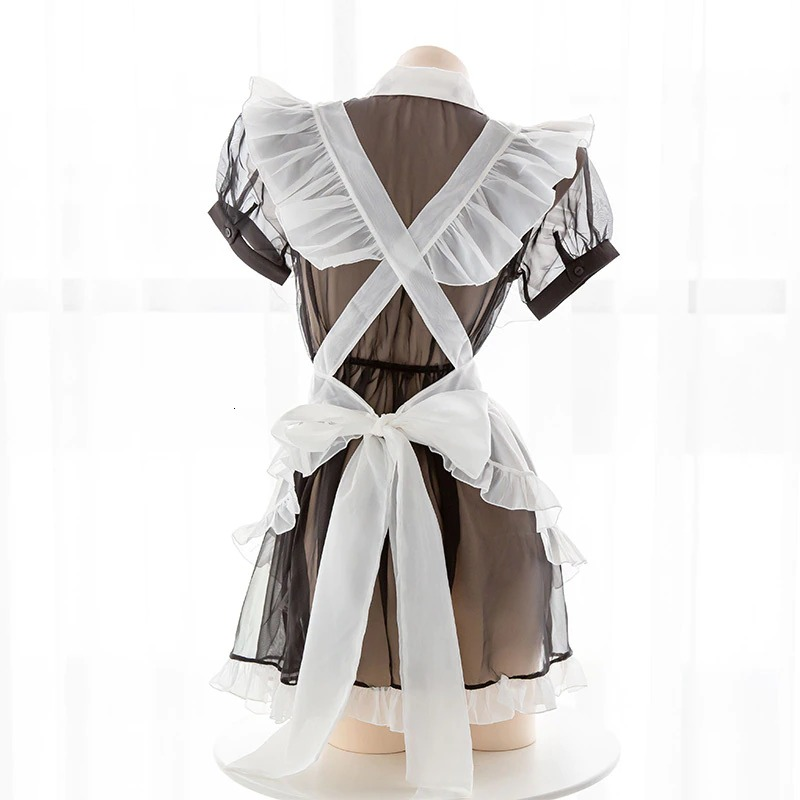 Soft Sexy Cosplay Maid Dress for Women / Erotic Transparent Uniform with Bow - EVE's SECRETS