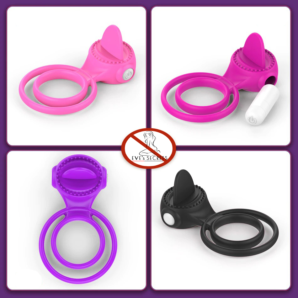 Soft Silicone Dual Cock Ring for Men / Adult Sex Toy with Rabbit Ears for Couples - EVE's SECRETS