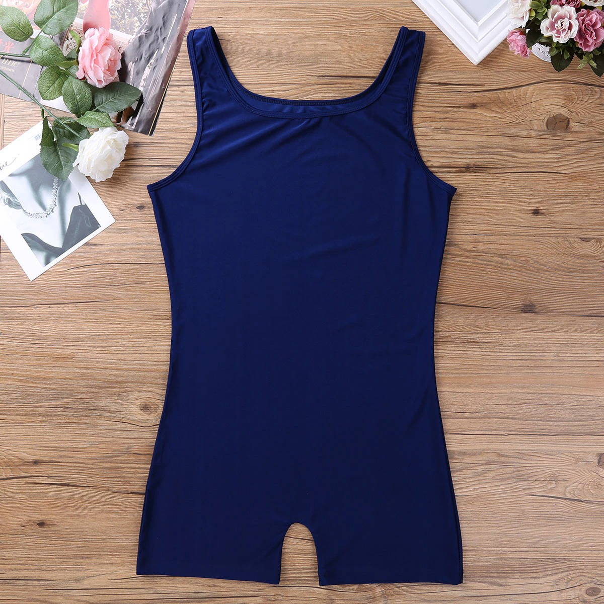 Solid Sleeveless Slim Fit Bodysuit with Round Neck / One-Piece Lingerie Bodysuit for Men - EVE's SECRETS