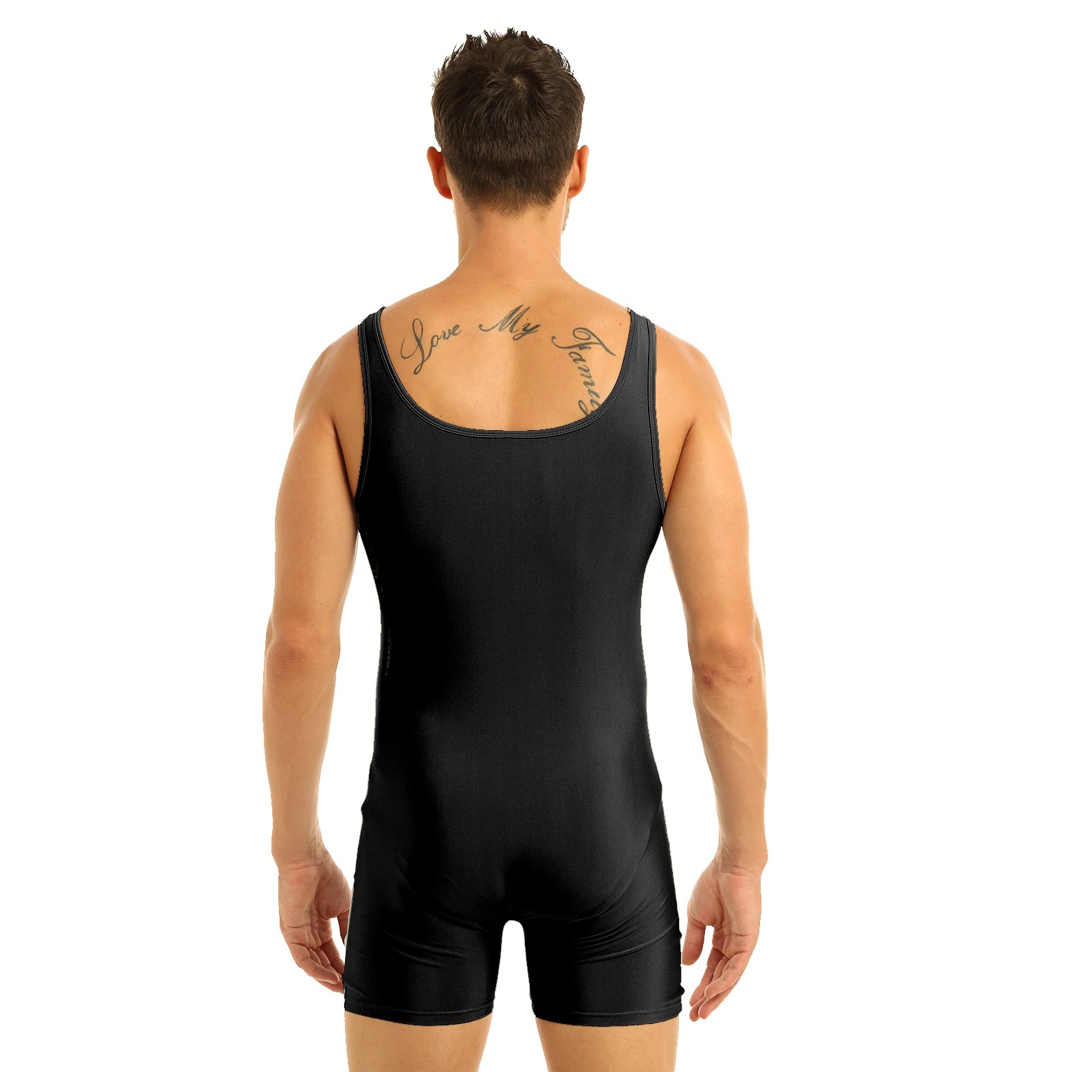 Solid Sleeveless Slim Fit Bodysuit with Round Neck / One-Piece Lingerie Bodysuit for Men - EVE's SECRETS