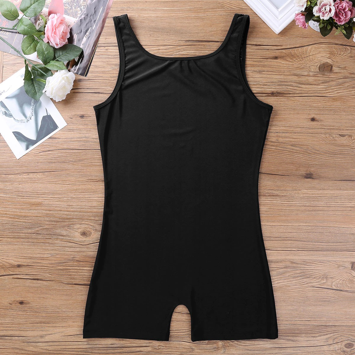 Solid Sleeveless Slim Fit Bodysuit with Round Neck / One-Piece Lingerie Bodysuit for Men - EVE's SECRETS