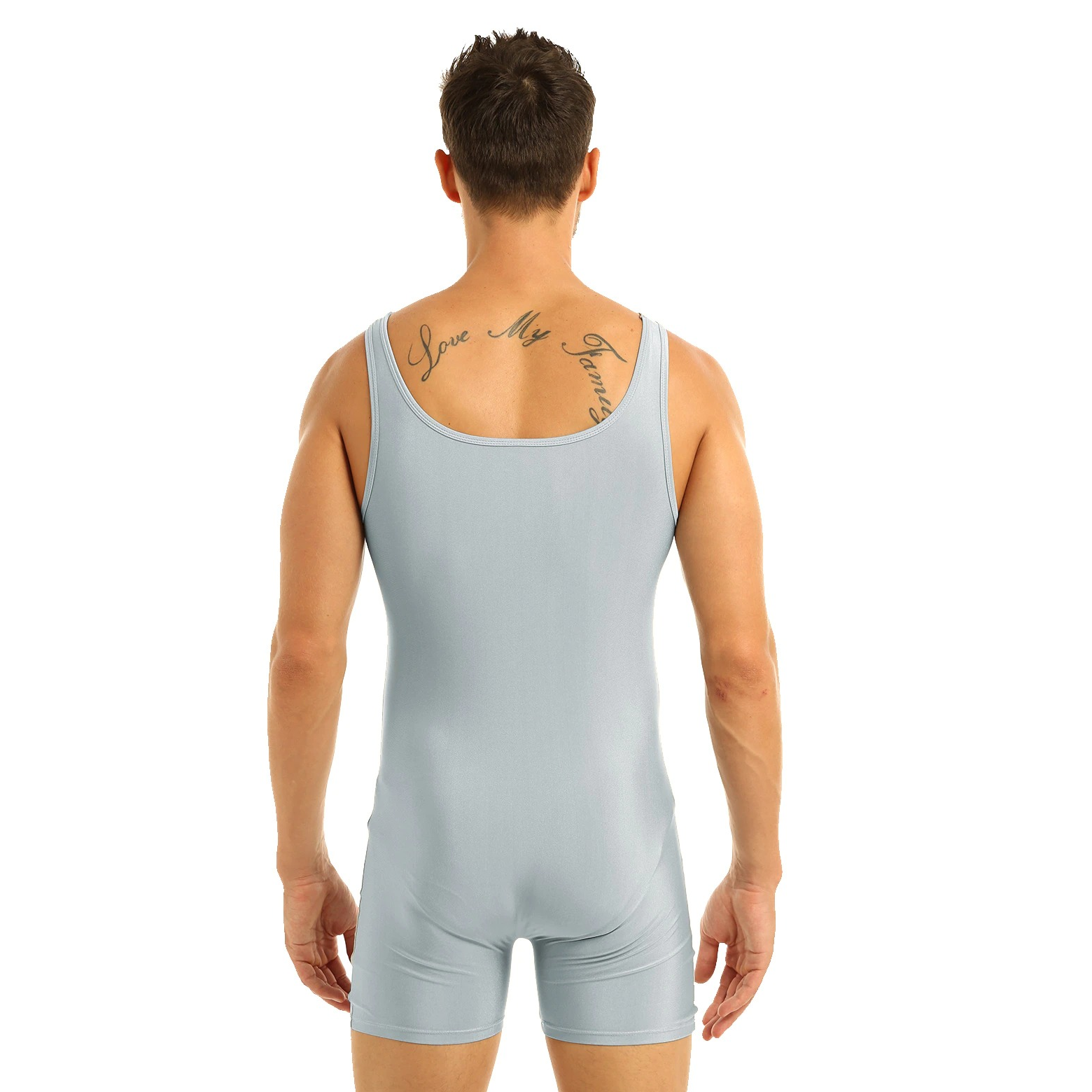 Solid Sleeveless Slim Fit Bodysuit with Round Neck / One-Piece Lingerie Bodysuit for Men - EVE's SECRETS