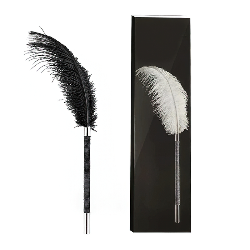 Somali Ostrich Feather Ticklers in Black and White Colors / BDSM Sex Toys for Men and Women - EVE's SECRETS