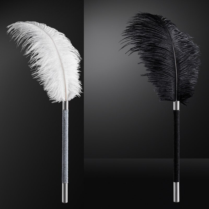 Somali Ostrich Feather Ticklers in Black and White Colors / BDSM Sex Toys for Men and Women - EVE's SECRETS