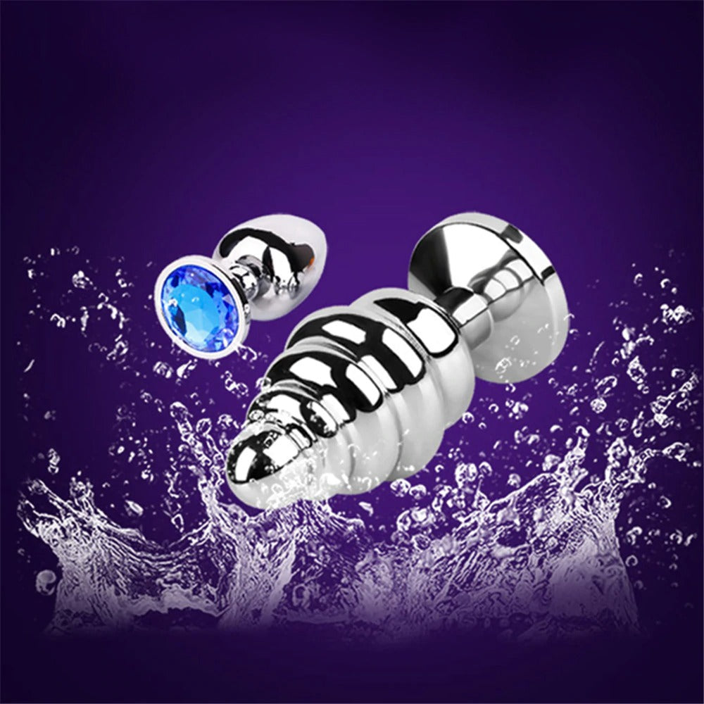 Stainless Steel Butt Plug / Spiral Beads Stimulation / Thread Anal Sex Toy for Adult Couples - EVE's SECRETS