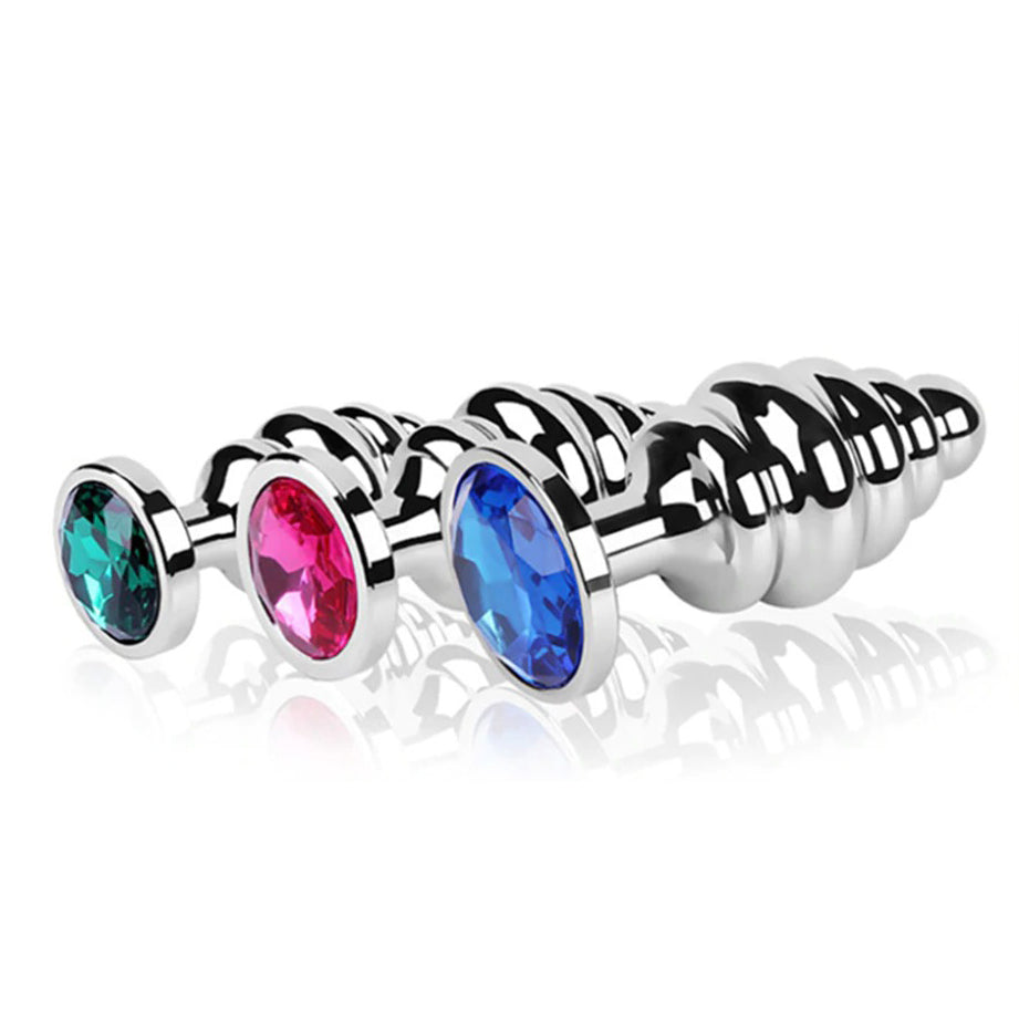 Stainless Steel Butt Plug / Spiral Beads Stimulation / Thread Anal Sex Toy for Adult Couples - EVE's SECRETS