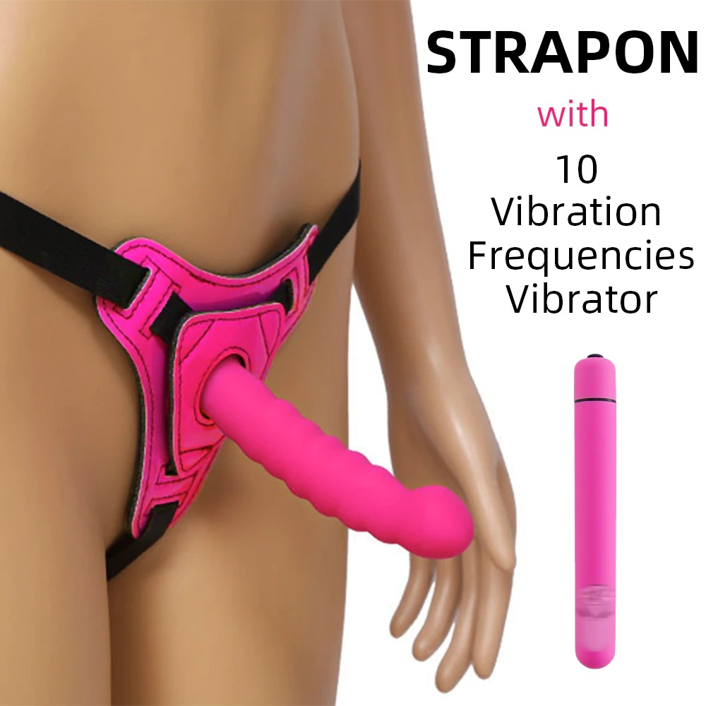 Strap-On with Vibrator Dildo / Women's Silicone Sex Toy Penis / Adult Dildo for Ladies - EVE's SECRETS