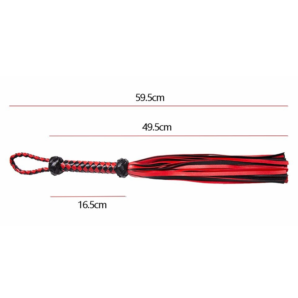 Suede PU Leather Flogger for Adult Sex Games / Red&Black Handmade Flirt Tail - EVE's SECRETS