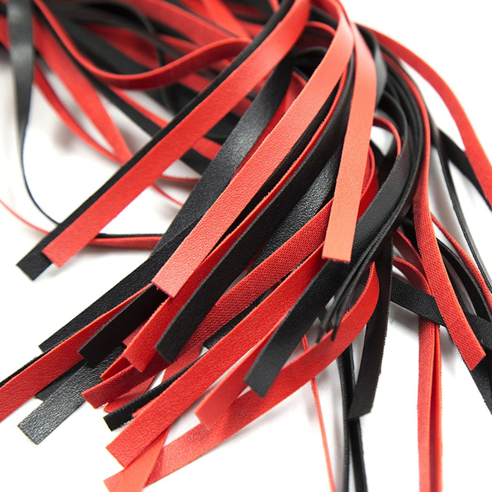 Suede PU Leather Flogger for Adult Sex Games / Red&Black Handmade Flirt Tail - EVE's SECRETS