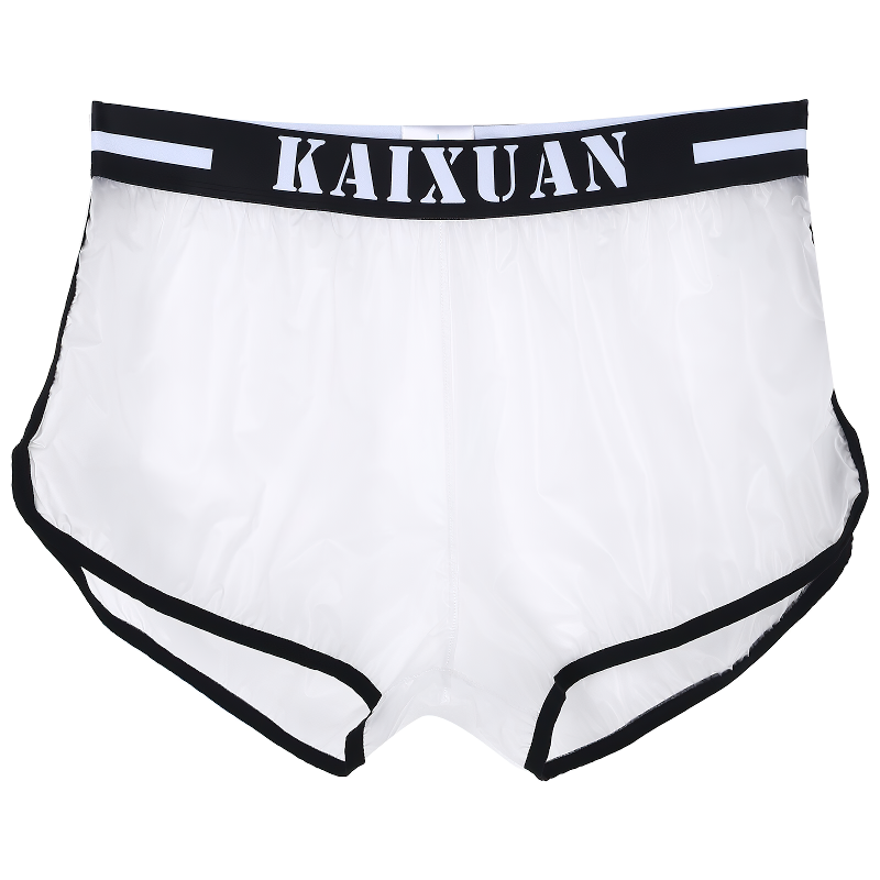 Summer Men's Transparent Swimwear / Mid Waist Letter Print Elastic See-Through Trunks - EVE's SECRETS