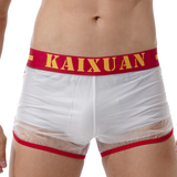Summer Men's Transparent Swimwear / Mid Waist Letter Print Elastic See-Through Trunks - EVE's SECRETS