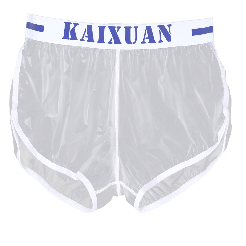 Summer Men's Transparent Swimwear / Mid Waist Letter Print Elastic See-Through Trunks - EVE's SECRETS
