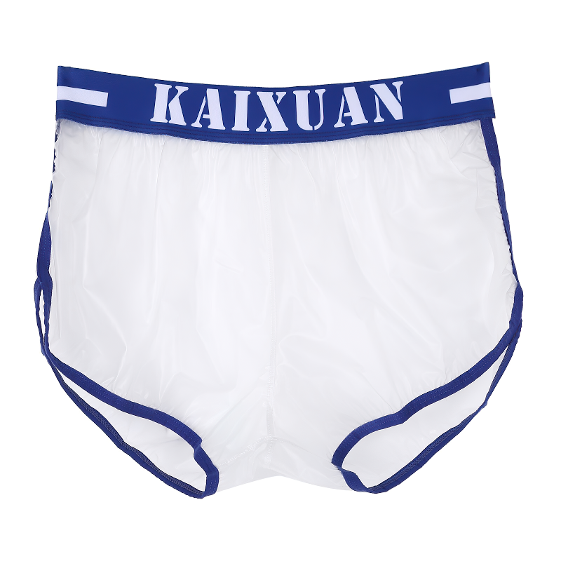 Summer Men's Transparent Swimwear / Mid Waist Letter Print Elastic See-Through Trunks - EVE's SECRETS