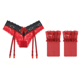 Tempting Garter Belt with Stockings / Women's Sexy Lace Lingerie with Bowknot - EVE's SECRETS