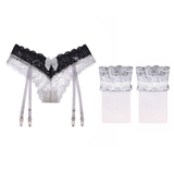 Tempting Garter Belt with Stockings / Women's Sexy Lace Lingerie with Bowknot - EVE's SECRETS
