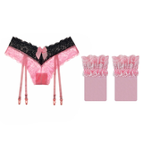 Tempting Garter Belt with Stockings / Women's Sexy Lace Lingerie with Bowknot - EVE's SECRETS