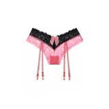 Tempting Garter Belt with Stockings / Women's Sexy Lace Lingerie with Bowknot - EVE's SECRETS