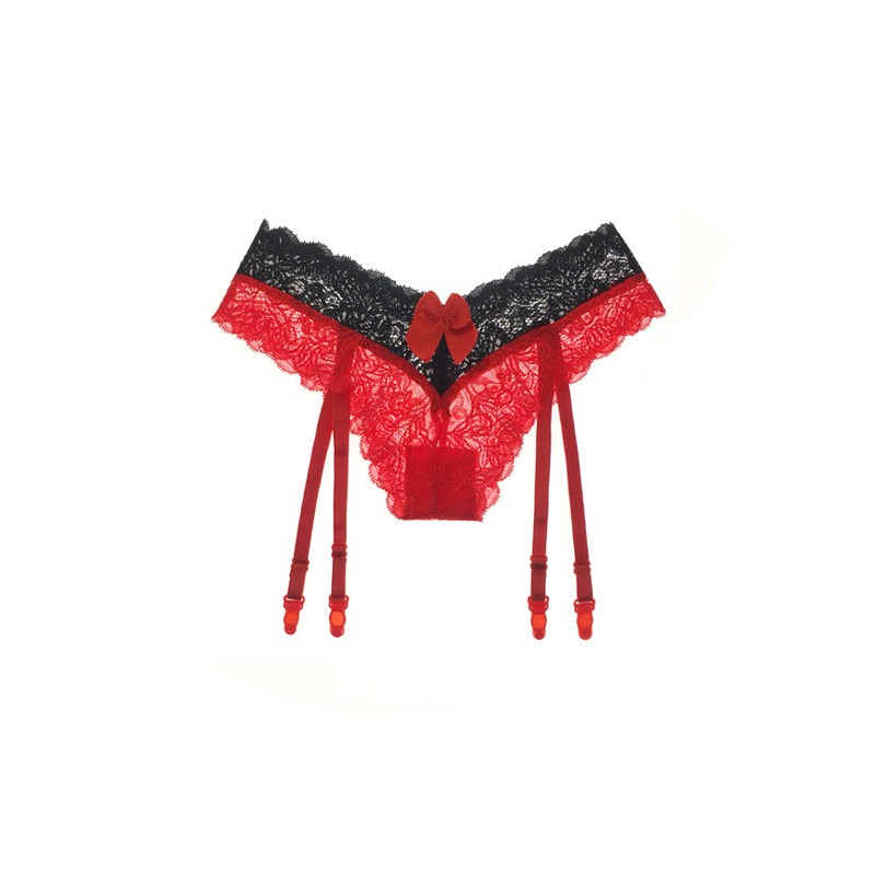 Tempting Garter Belt with Stockings / Women's Sexy Lace Lingerie with Bowknot - EVE's SECRETS