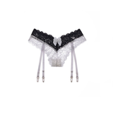 Tempting Garter Belt with Stockings / Women's Sexy Lace Lingerie with Bowknot - EVE's SECRETS