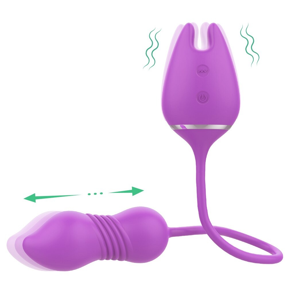 Thrusting 9 Speed Vibrator for Women / Nipple Clip and Clitoris Stimulation / Female Sex Toys - EVE's SECRETS
