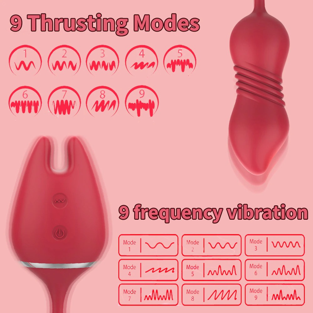 Thrusting 9 Speed Vibrator for Women / Nipple Clip and Clitoris Stimulation / Female Sex Toys - EVE's SECRETS