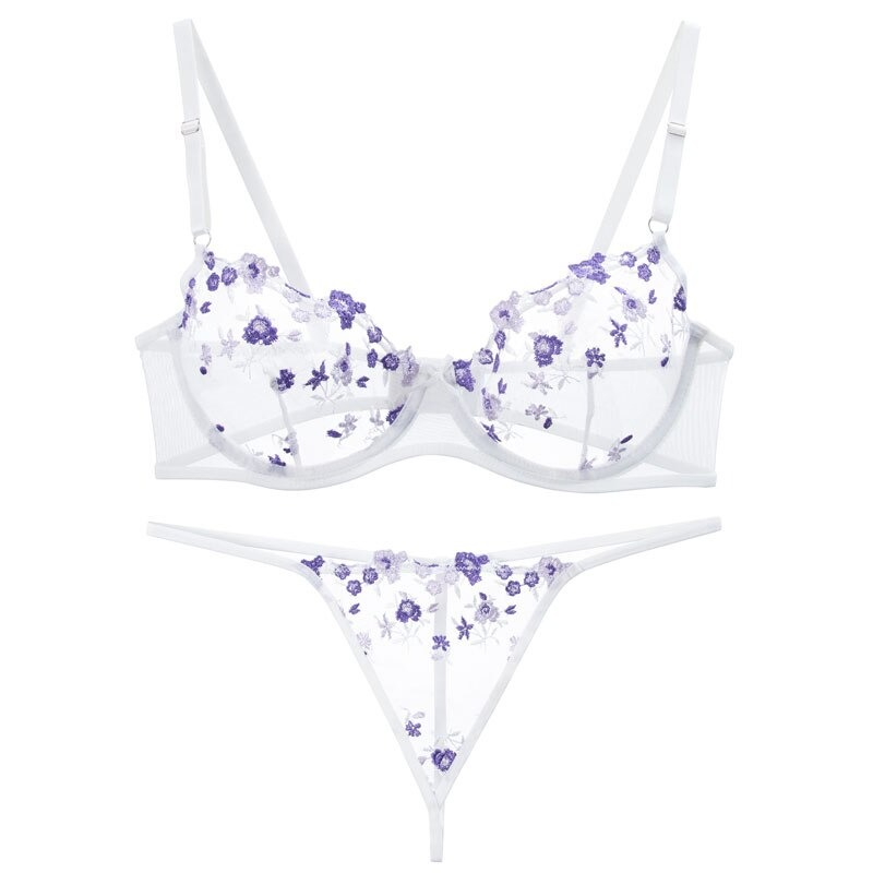 Transparent Women's Lingerie Set / Erotic Underwear with Floral Embroidery - EVE's SECRETS