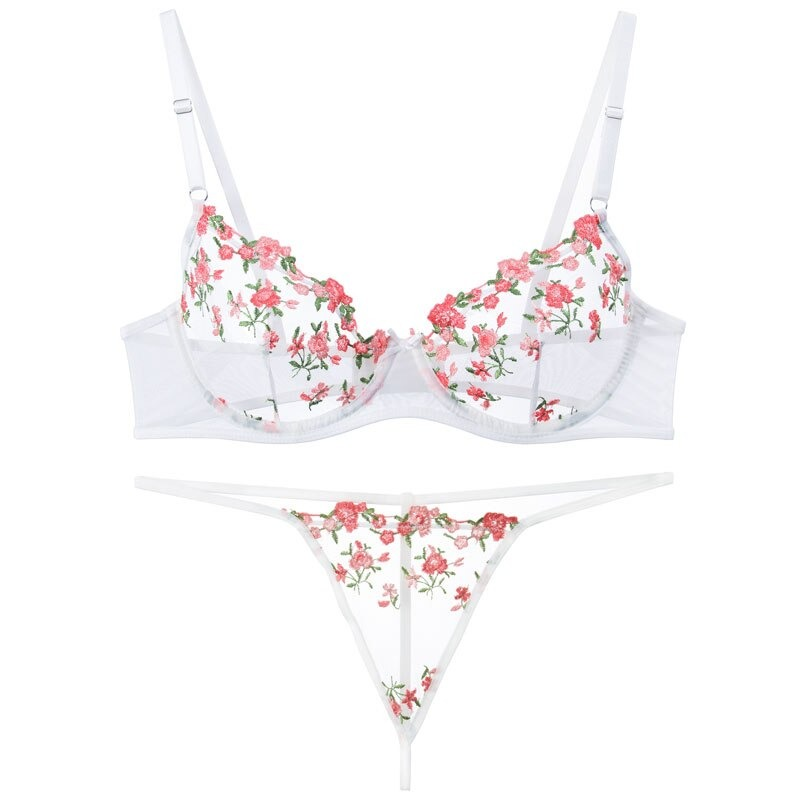Transparent Women's Lingerie Set / Erotic Underwear with Floral Embroidery - EVE's SECRETS