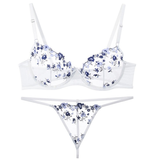 Ensemble de lingerie pour femmes transparentes / sous-vêtements érotiques avec broderie florale