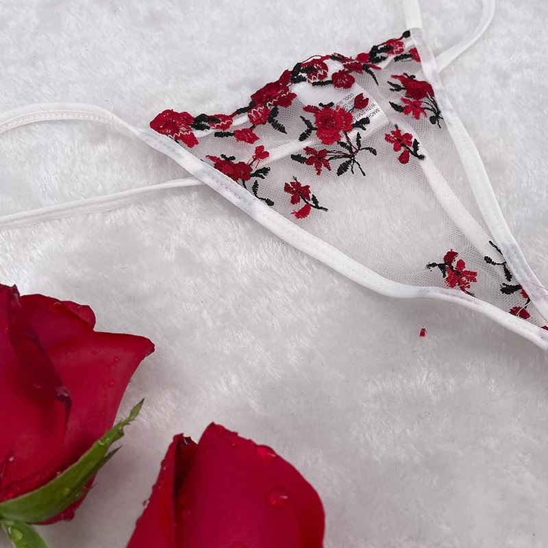 Transparent Women's Lingerie Set / Erotic Underwear with Floral Embroidery - EVE's SECRETS