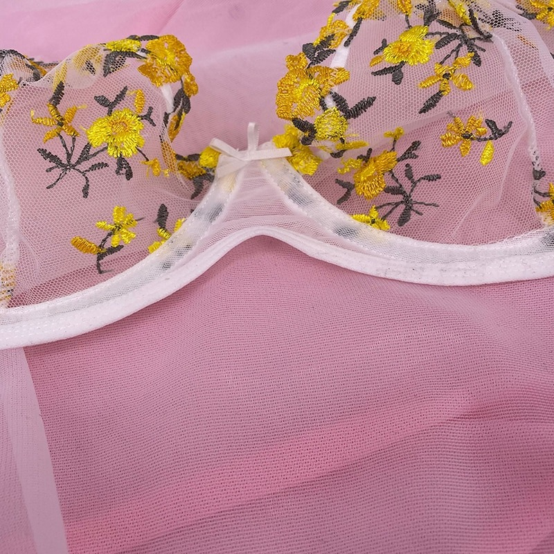 Transparent Women's Lingerie Set / Erotic Underwear with Floral Embroidery - EVE's SECRETS