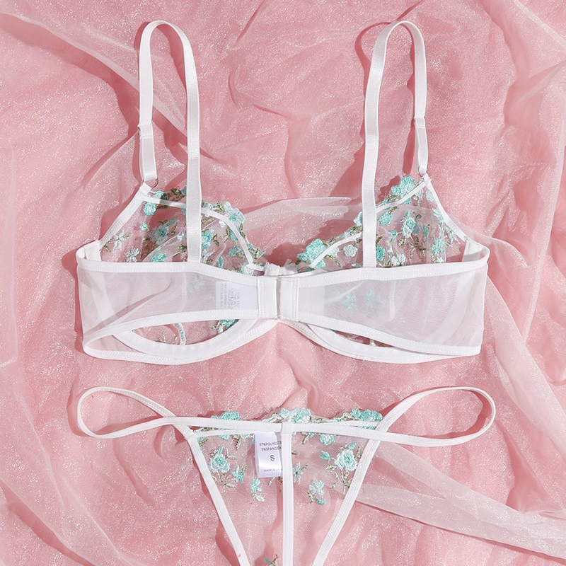 Transparent Women's Lingerie Set / Erotic Underwear with Floral Embroidery - EVE's SECRETS