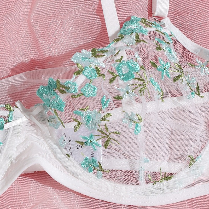 Transparent Women's Lingerie Set / Erotic Underwear with Floral Embroidery - EVE's SECRETS