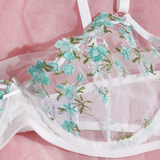 Transparent Women's Lingerie Set / Erotic Underwear with Floral Embroidery - EVE's SECRETS