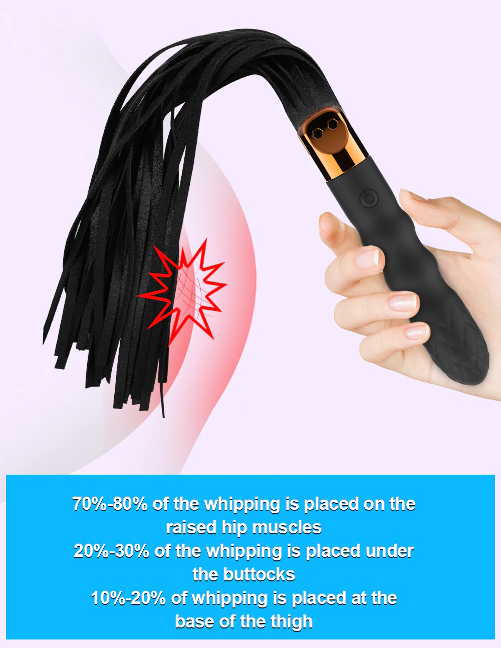 Two-in-One BDSM Slave Whip with Multispeed Vibrator / Fetish Sex Toys for Women and Men - EVE's SECRETS