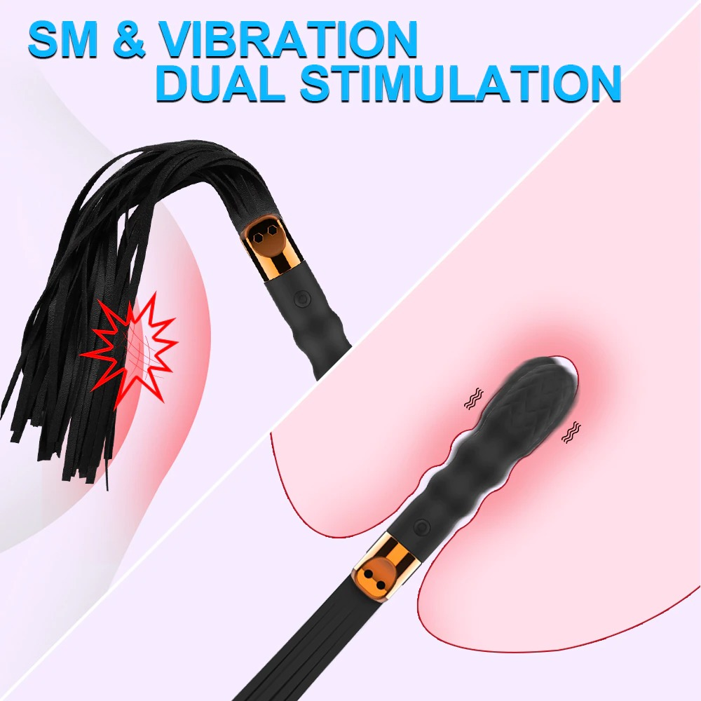 Two-in-One BDSM Slave Whip with Multispeed Vibrator / Fetish Sex Toys for Women and Men - EVE's SECRETS